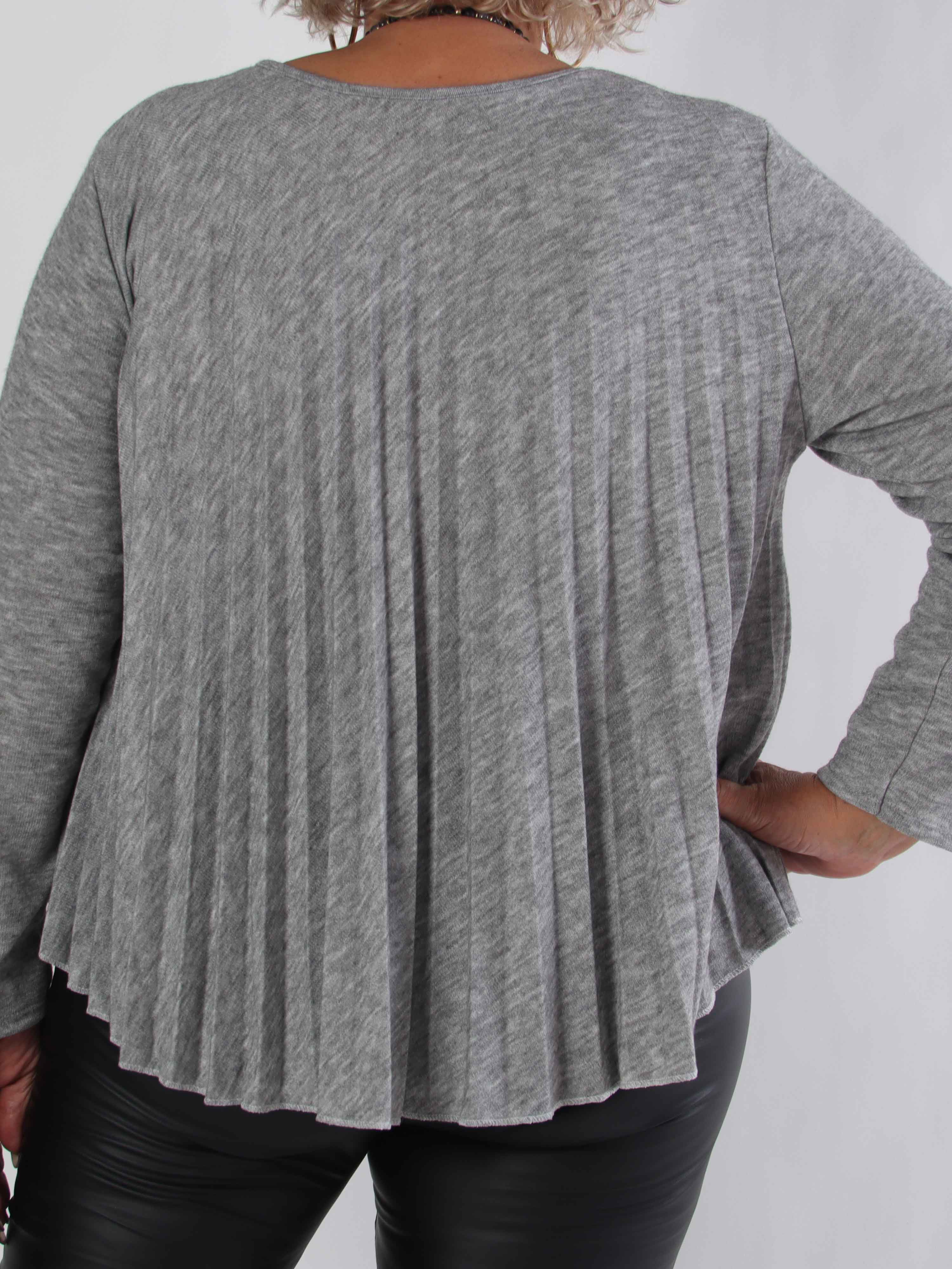 Anita Shirt - Blød plisseret plus size strikbluse i viskose og uld